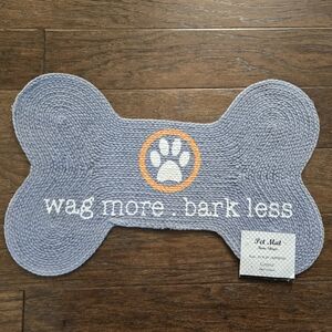 NWT Dog Pet Mat Bone Shaped Rug, Wag More Bark Less, Macys